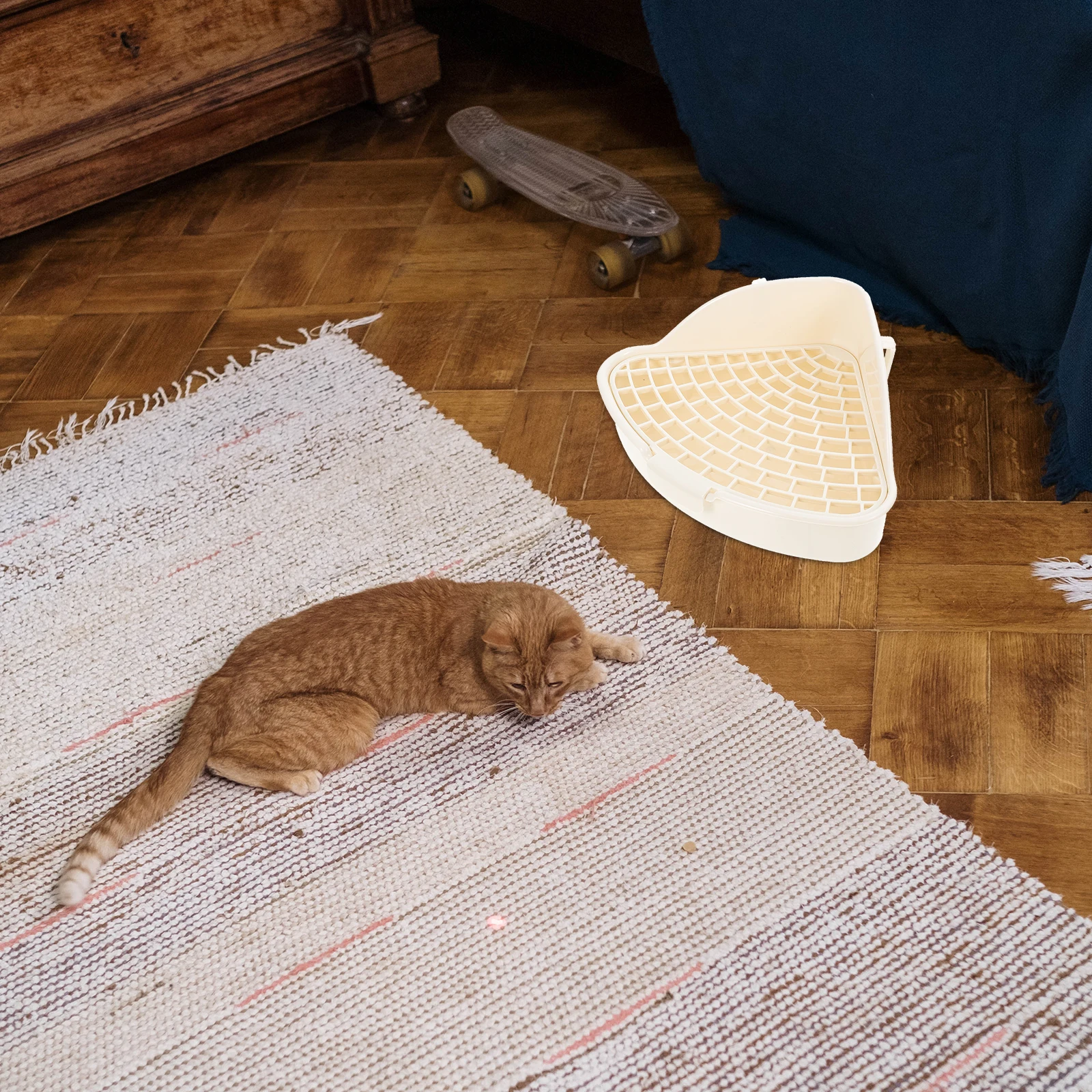 

Rabbit Litter Box Plastic Pet Toilet Anti-Fall Bunny Potty Trainer Cage Supply Small Animal Clean Equipment Double Hook