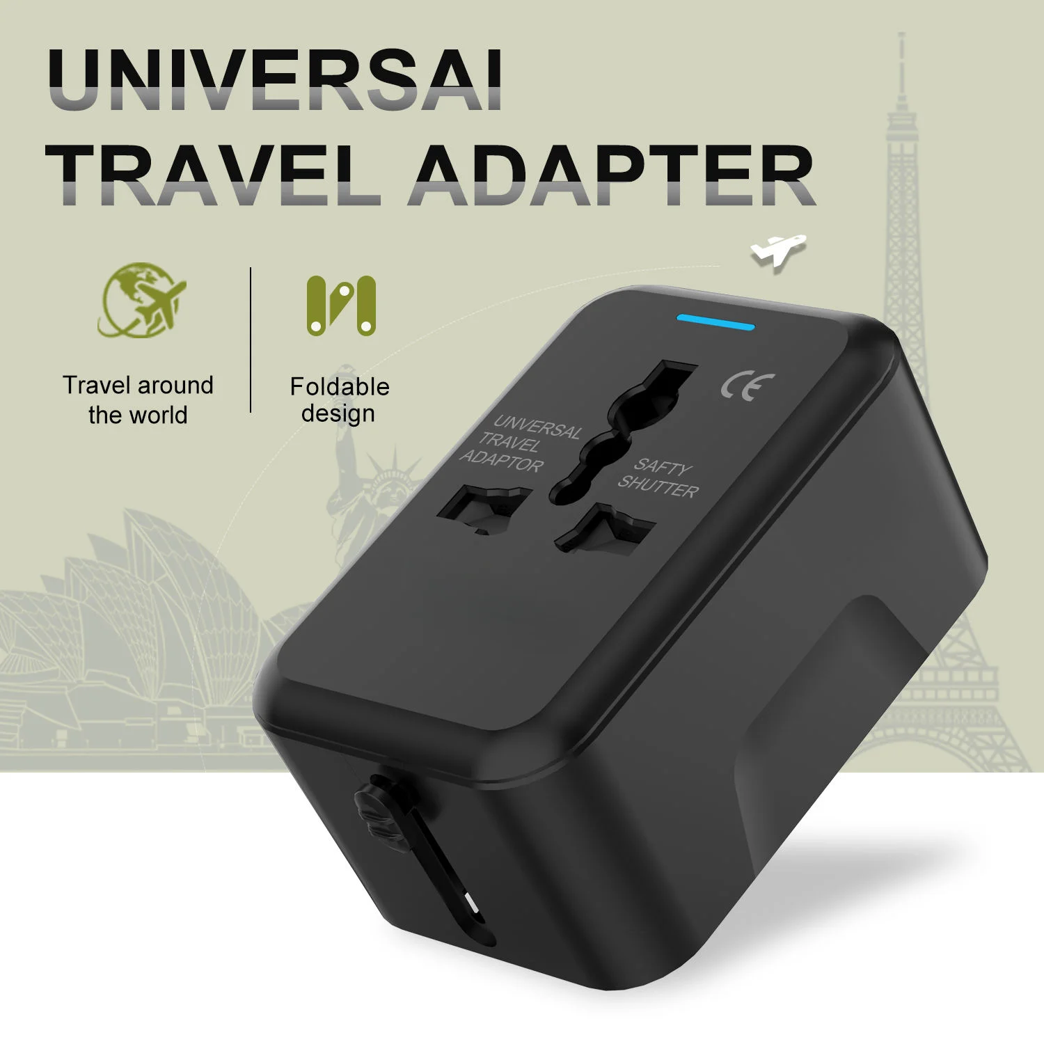 Tinsol All in One Universal International Plug Adapter World Travel AC Power Charger Adapter AU US UK EU multiple plug Converter