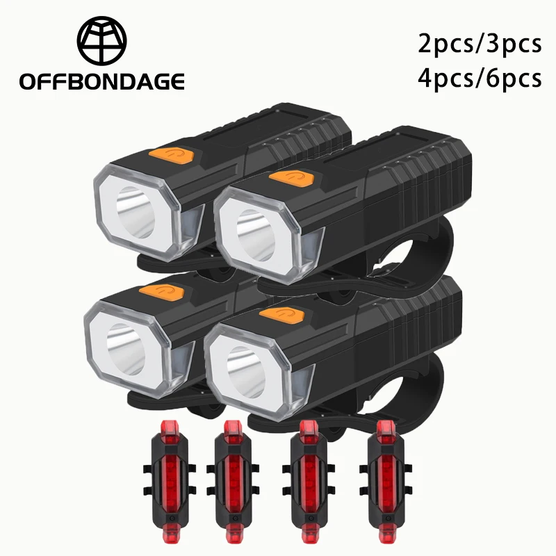 Image of Fahrradlicht-Set Fahrrad-Vorderlicht Rücklicht Vorne Hinten Set Wiederaufladbare MTB-Fahrradlampe Radzubehör