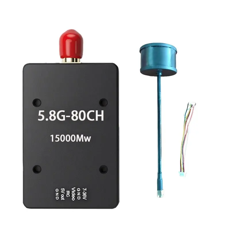 Y44A 5.8G 15W VTX FPV Audio Video Transmitter 80CH for Long Range Drone RC Racing Car DC 18V-36V 2-8S