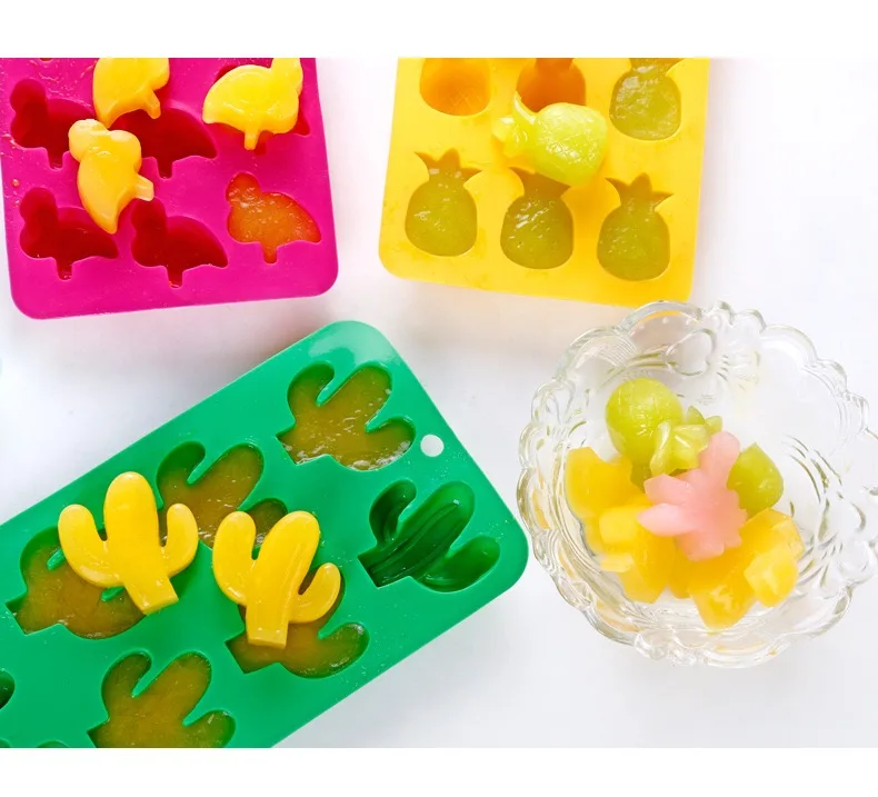 Silicone Ice Cube Mold Cactus Pineapple Penguin Home Ice Box Silicone Ice Grid