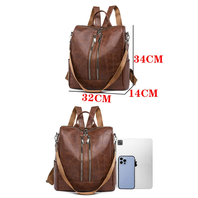 Retro Women Sac A Dos Female Pu Leather Backpacks Purses Designer Ladies Large Capacity Mochilas Rucksacks Wysokiej jakości Bookbags