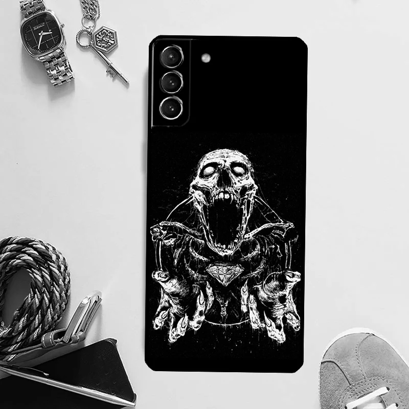 Gothic Fashion Skull Case For Samsung Galaxy S24 Ultra S23 S22 S21 Plus S20 FE S8 S9 S10 Note 10 20 Ultra Cover