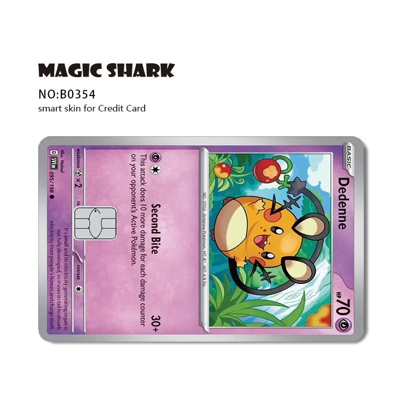 Magic Shark Cute Pokemon Card Jolteon Charizard Pikachu Front Skin Film Cover Sticker for Credit Debit Card Waterproof