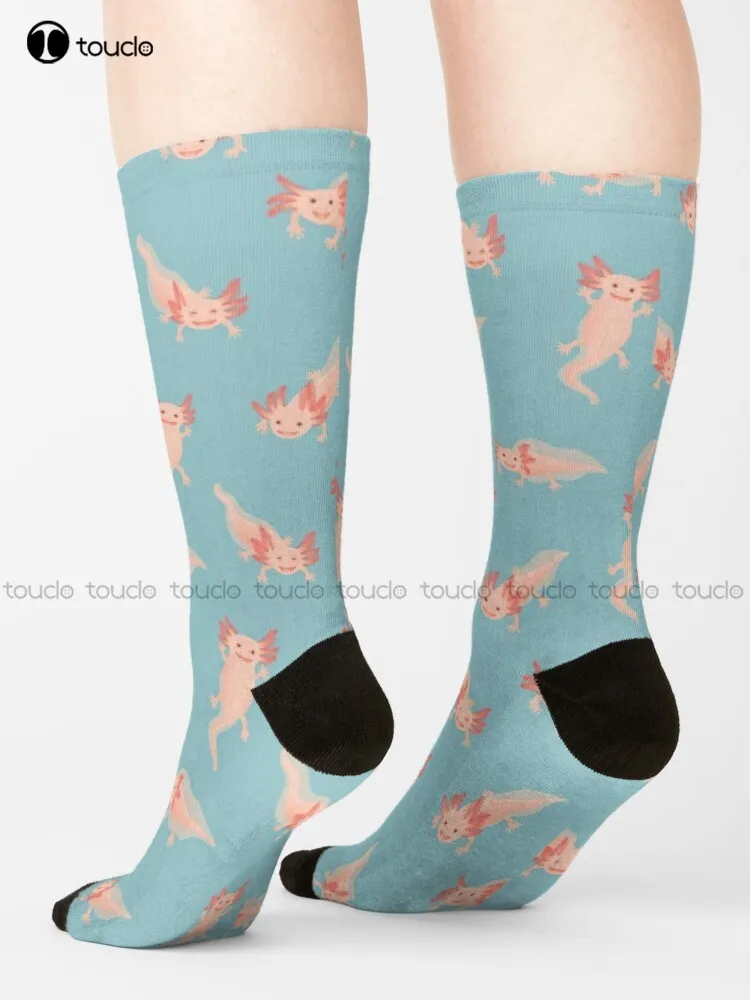 Axolotl Salamander Salamanders Socks Fun Socks Personalized Custom Unisex Adult Teen Youth Socks 360° Digital Print Harajuku Art