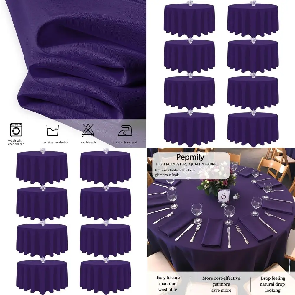 

Purple 120 Round Polyester Tablecloth, Wrinkle & Washable, Ideal for Dining, Weddings, and Parties