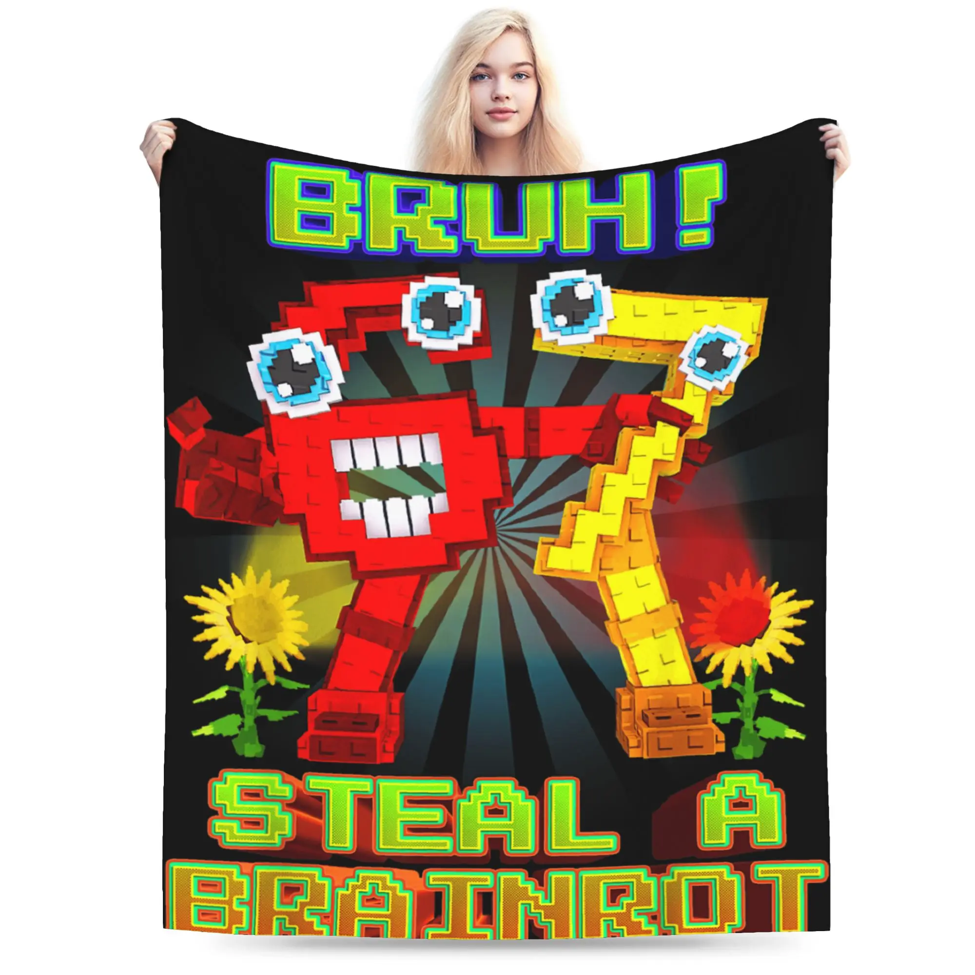Warm Soft Blanket Girls Boys Bruh Secret 67 Six Seven Brainrot Throw Blanket  Flannel Bedspread For Couch Chair Sofa Bed Cover