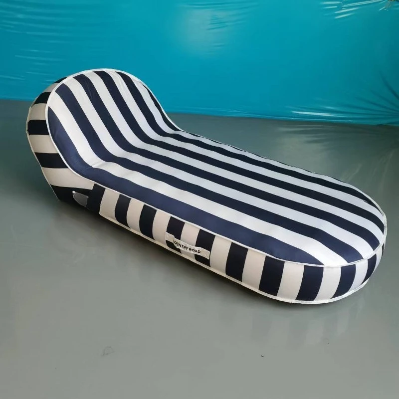 Inflatable cloth cover recliner PVC liner single double floating bed, summer pool pontoon swimming ring