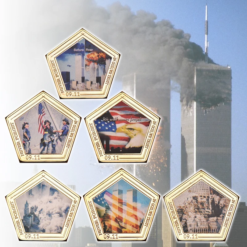 مجموعة عملات ذهبية تذكارية من الولايات المتحدة الأمريكية ، تذكار للحدث الحادي عشر ، عملات تحدي ، هدايا عيد الميلاد للرجال ، 6: