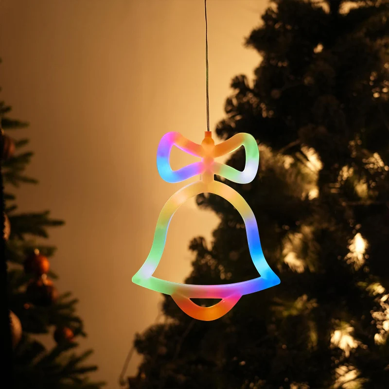 LED Christmas Window Lights, Hanging Battery Powered Christmas Decorations Light Suction Cup Lamp for Home Christmas Tree Decor