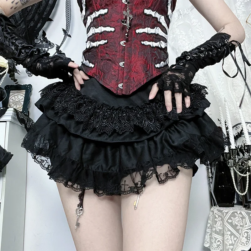 Y2K Lace Pumpkin Skirt Pants 2025 Autumn Dark Halloween Sexy Spice Shorts