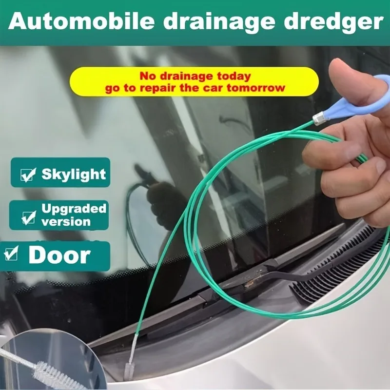 300cm Long Car Drain Hole Unclogger Brush, Flexible Cleaning Tool for Sunroof, Door, Refrigerator & Fuel Tank Drainage Pipe