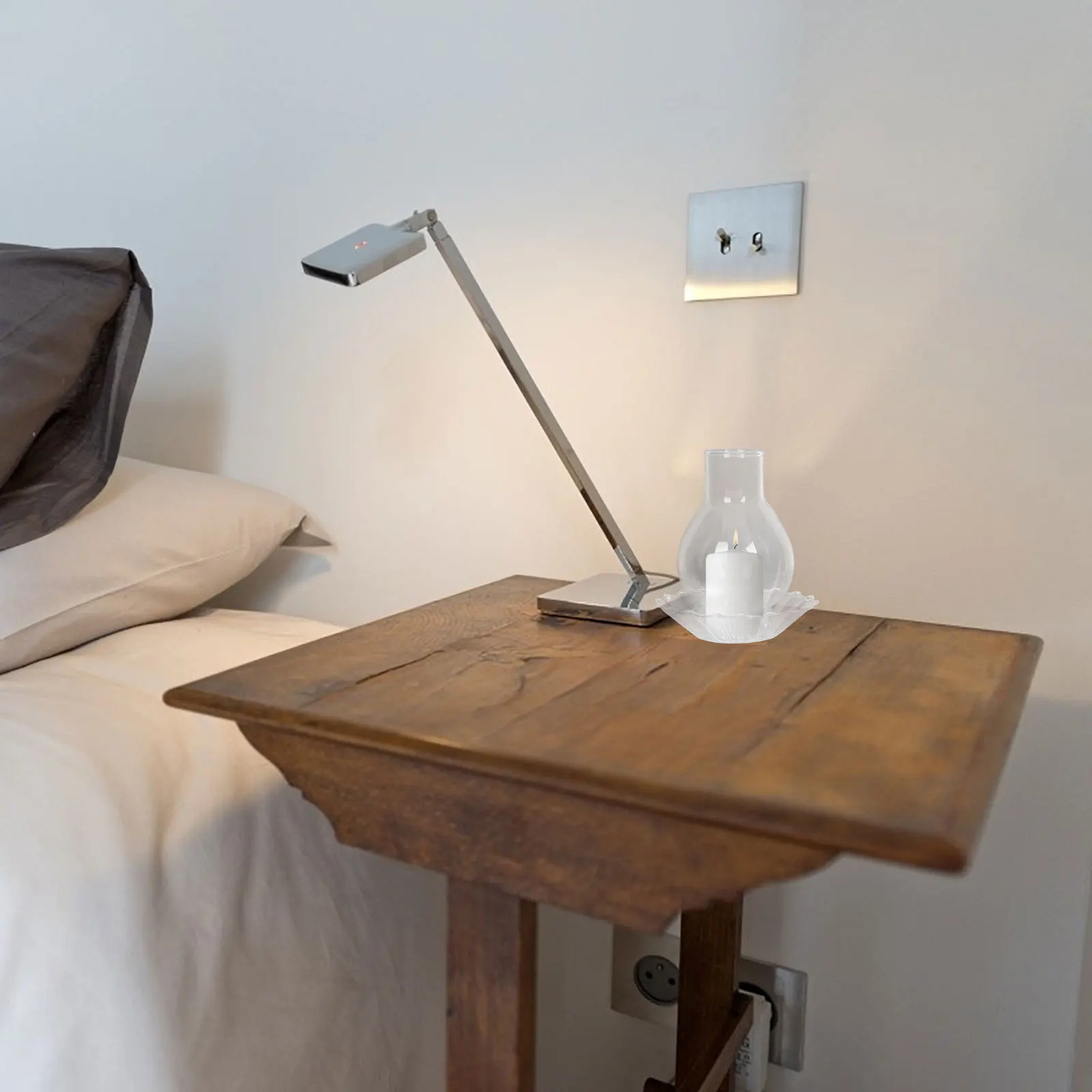 مجموعة واحدة من حامل الزجاج، مادة زجاجية عالية الجودة، شكل فريد، حرفة رائعة لتزيين المنزل، مقاومة للرياح، أنيقة