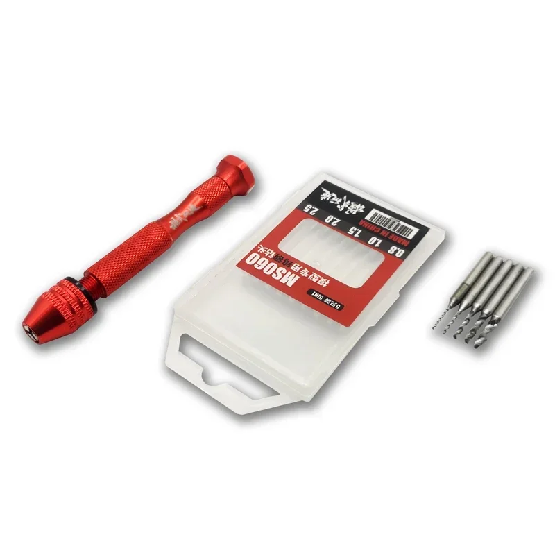 MS060  Tungsten Steel Hand Drill  Set With Drill Head for Model Hobby Punching Building DIY Tool