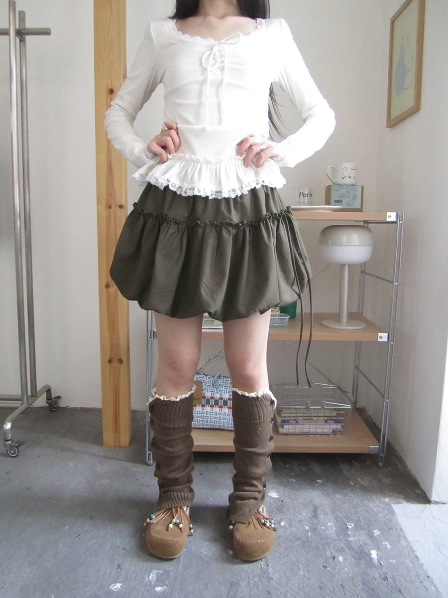 

Angproject825 Винтажная деревянная юбка-миди из дерева айронвуд, однотонная, с завязками на талии, на резинке, новинка для женщин