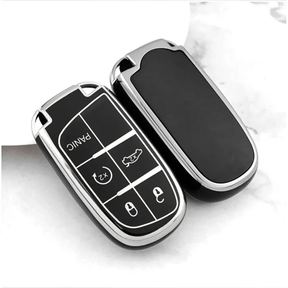 TPU Car Key Case Cover for Jeep for Dodge Ram 1500 Journey Charger Dart Challenger Grand Cherokee Renegade Fiat Chrysler 300C