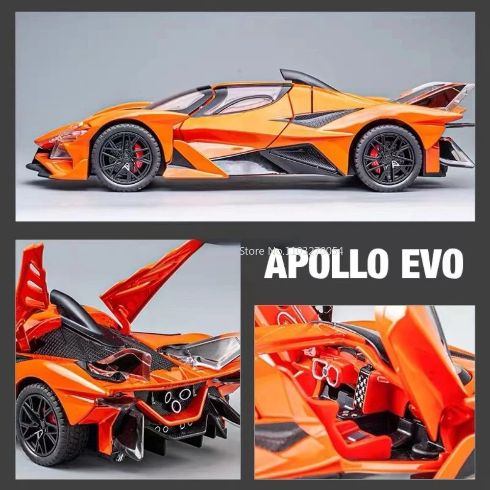 1/24 Apollo EVO Super Car Model Toys lega Diecast Pull Back Sound Light Door Open simulazione veicoli modelli per bambini Boy Gifts