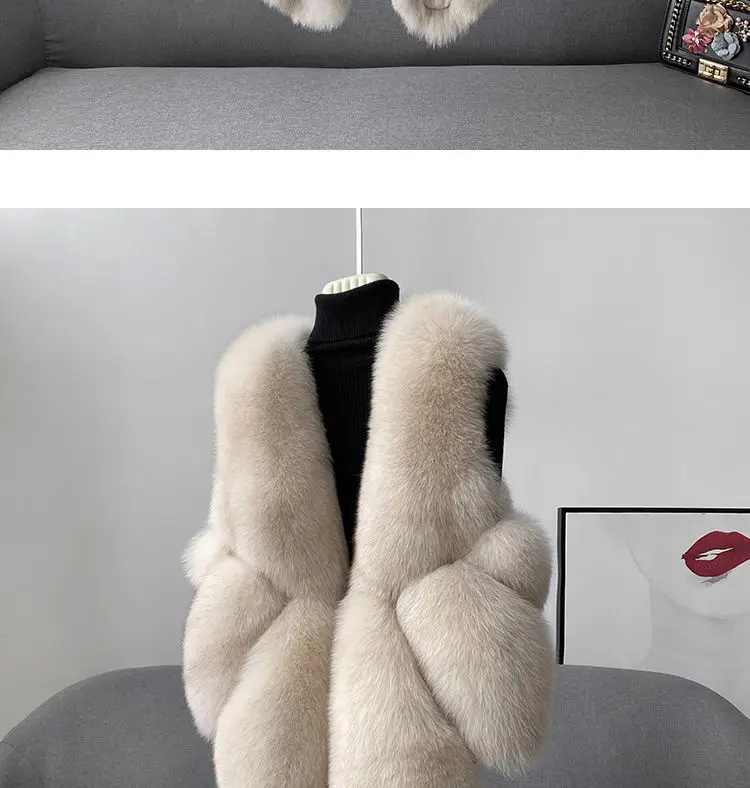 2024 autumn and winter new fox fur vest women's short coat young fur integrated vest winter coat women