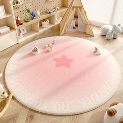 Pink Girl New Round Carpet Children Room Warm Fluffy Soft Decorative Carpets Geometric Love Anti Slip Rug Carpet for Living Room