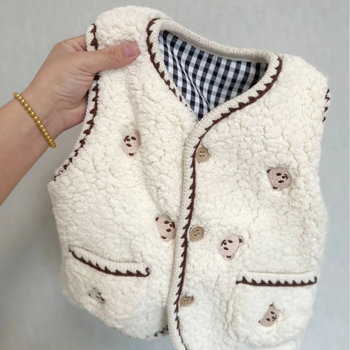 Children\'s Sleeveless Pure White Thickened Single-breasted Lace Bow Girl Casual Cute Vest Jacket