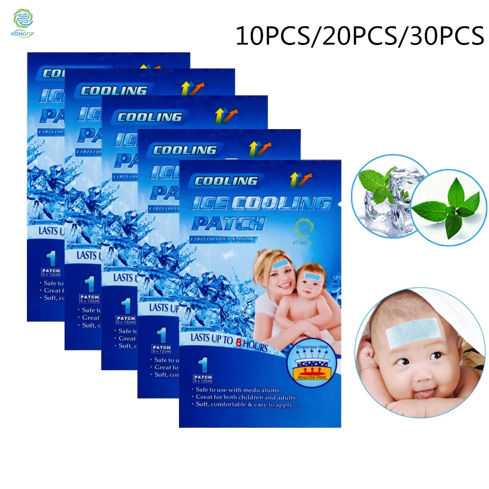 KONGDY 10/20/30PCS Fever Cooling Patch Forehead Reusable Soft Cooling Gel Pad for Baby Fever Reduce for Kids Discomfort Ice Pack