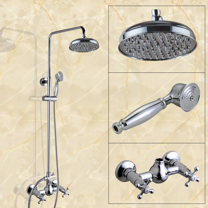 

Bathroom Faucet Set Rainfall/Handheld Shower Hot And Cold Water Tap Kit Wall Mounted Chrome Brass Washroom Mixer Tap Dcy305