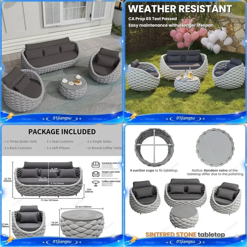 Outdoor Patio Furniture Set 2 Seat PE Rattan Wicker Conversation Set All Weather Garden Porch Balcony Bistro Chair Sofa