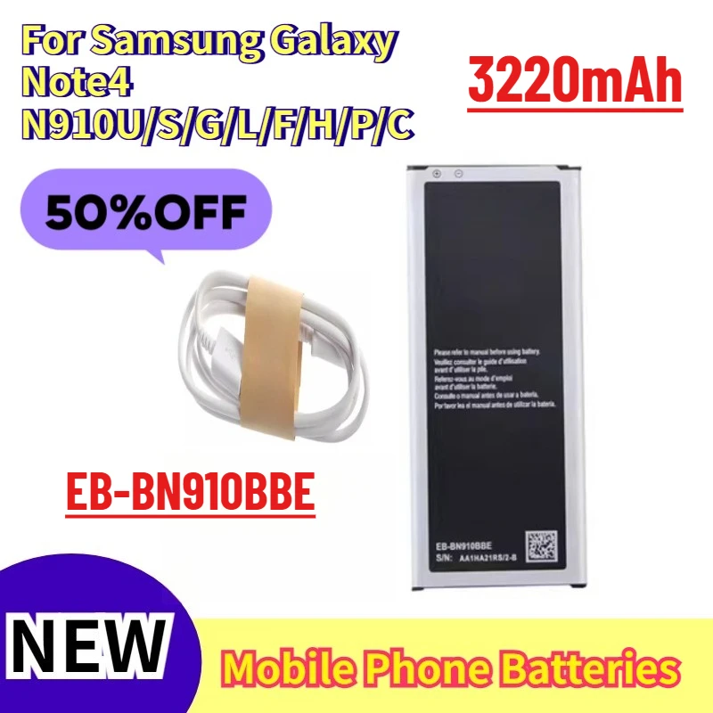 

EB-BN910BBE 3220mAh Mobile Phone Batteries for Samsung Galaxy Note4 N910U/S/G/L/F/H/P/C