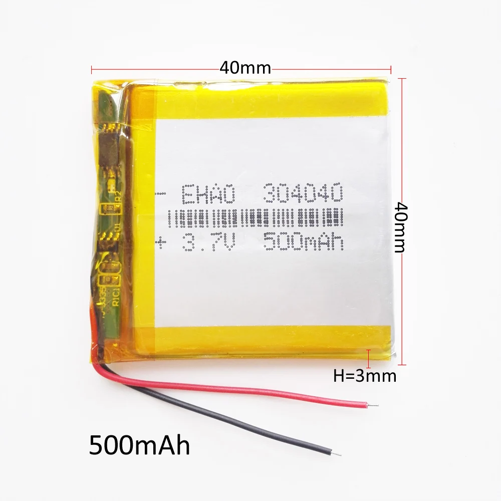 3.7V 500mAh Lipo Polymer Lithium Rechargeable Battery 304040 For MP3 GPS Bluetooth Recorder Headset E-book Smart watch Camera