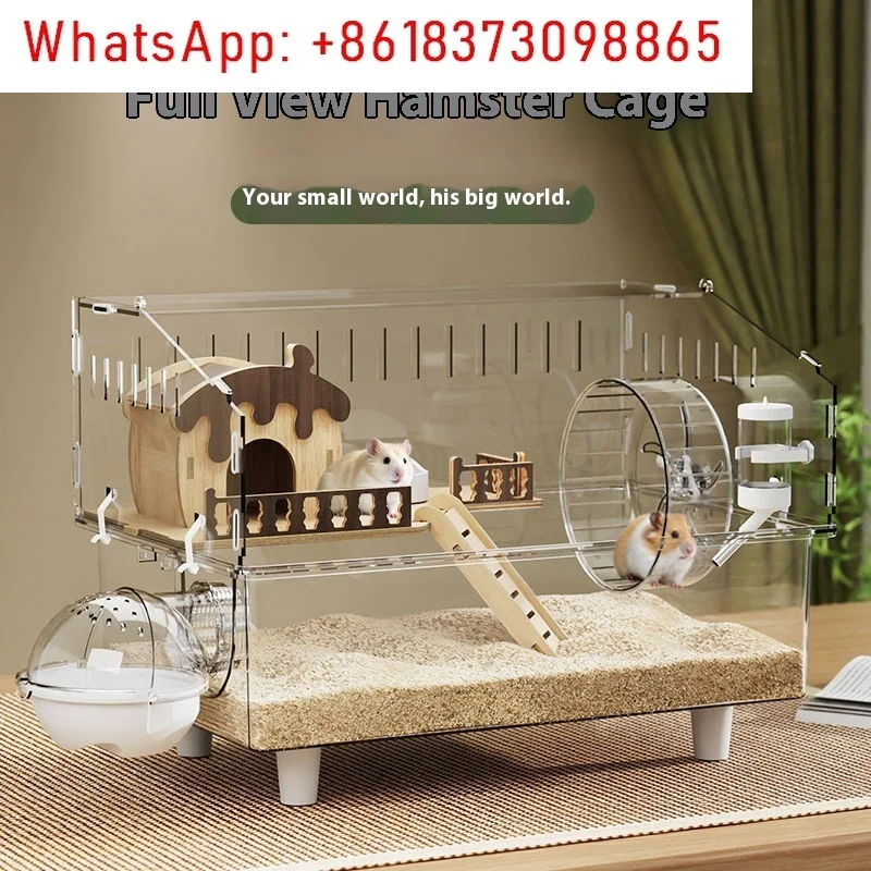 Large Acrylic Clear Hamster Villa Cage for Syrian Gold Teddy Bear Luxury Habitat Stackable DIY Habitat Terrarium view 2