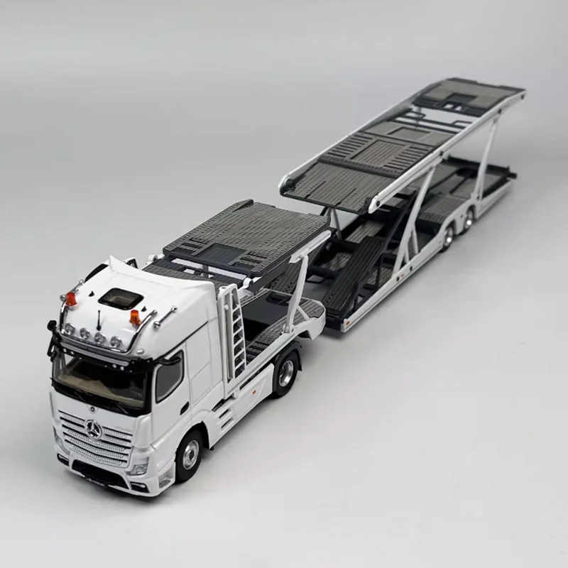 

Diecast 1:64 Scale Benz Actros Trailer Transport Truck Towing Alloy Model Ornaments Display Toy Adult Fans Collectible Gift