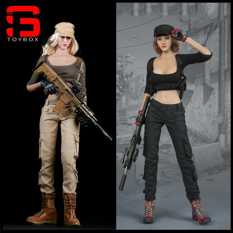 W magazynie Fire Girl Toys FG010 1/6 Female Shooter Gunners Tactical Gunslinger Black Vest Combat Pants For 12'' Action Figure Body