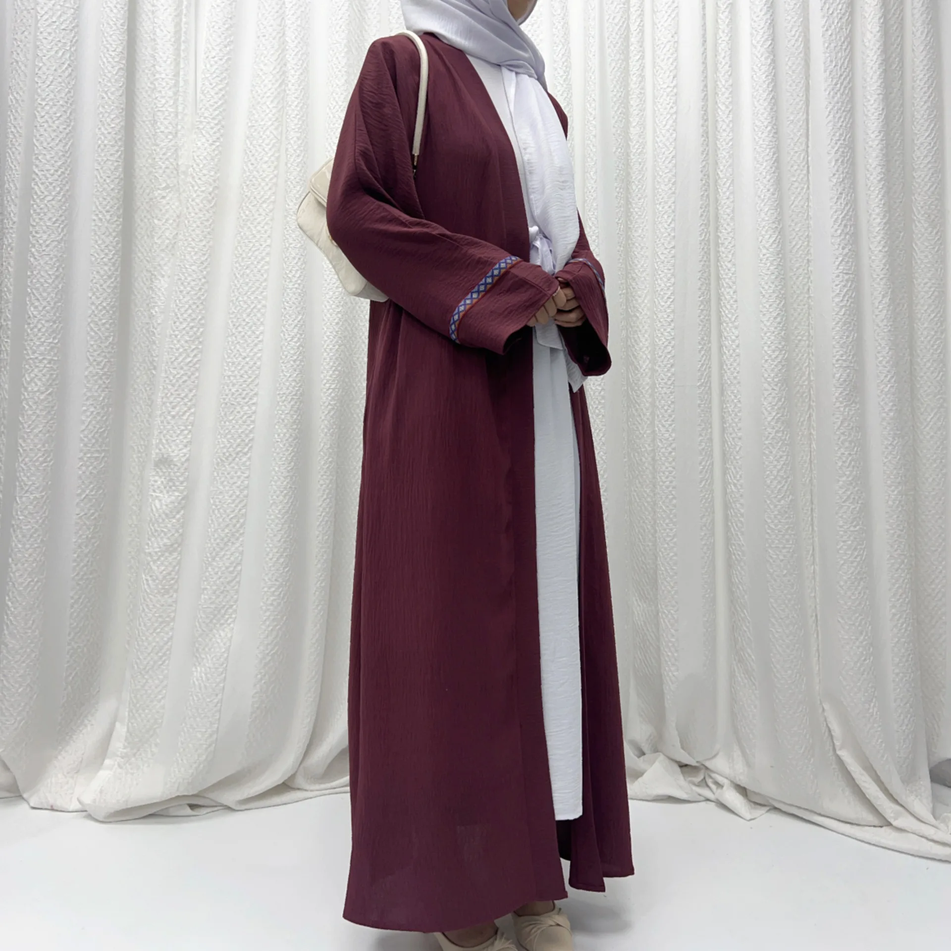 

Muslim Set 3-Pieces Women Open Abaya Kimono Hijab Inner Dress Set Turkey Dubai Kaftan Eid Party Caftan Robe Islamic Clothing New