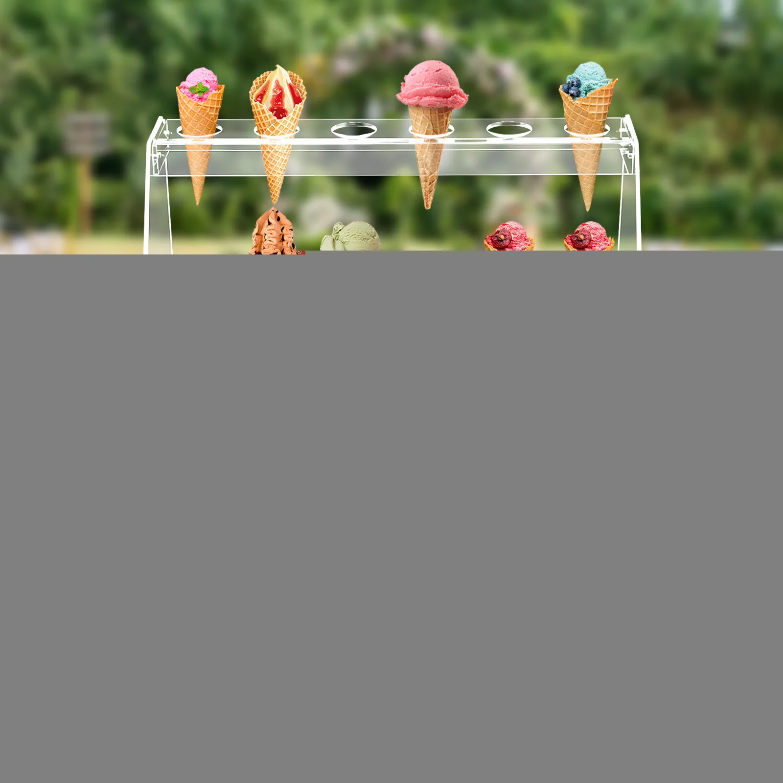 

4-Tier 24 Hole Acrylic Ice Cream Cone Holder Trapezoid Wedding Reusable For Graduation Wedding Christmas Birthday