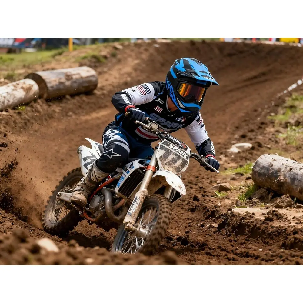 Youth & Adult Motocross Helmet Set with Gloves, Goggles, and Mask - DOT Certified, Blue, X-Large