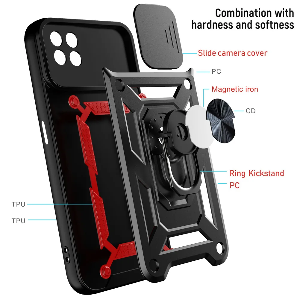 Slide camera shockproof armor case For Realme 8i 8 Pro 9i 9 Pro Plus C21 C21Y C25 C35 C31 C12 C11 C3 coque funda Case