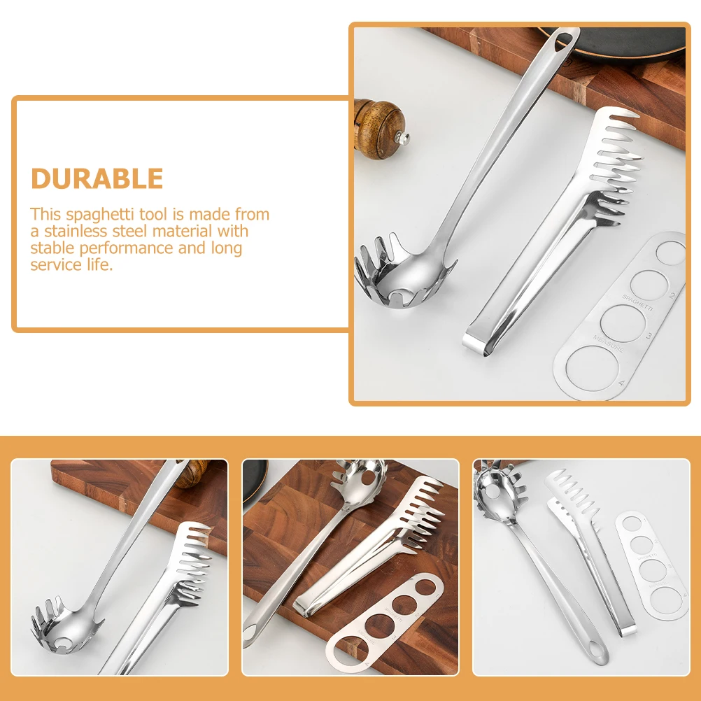 

Stainless Steel Spaghetti Pasta Measuring Tool Portion Control Claw Kitchen Cooking Spoon Pasta Tong Practical Long Life Easy