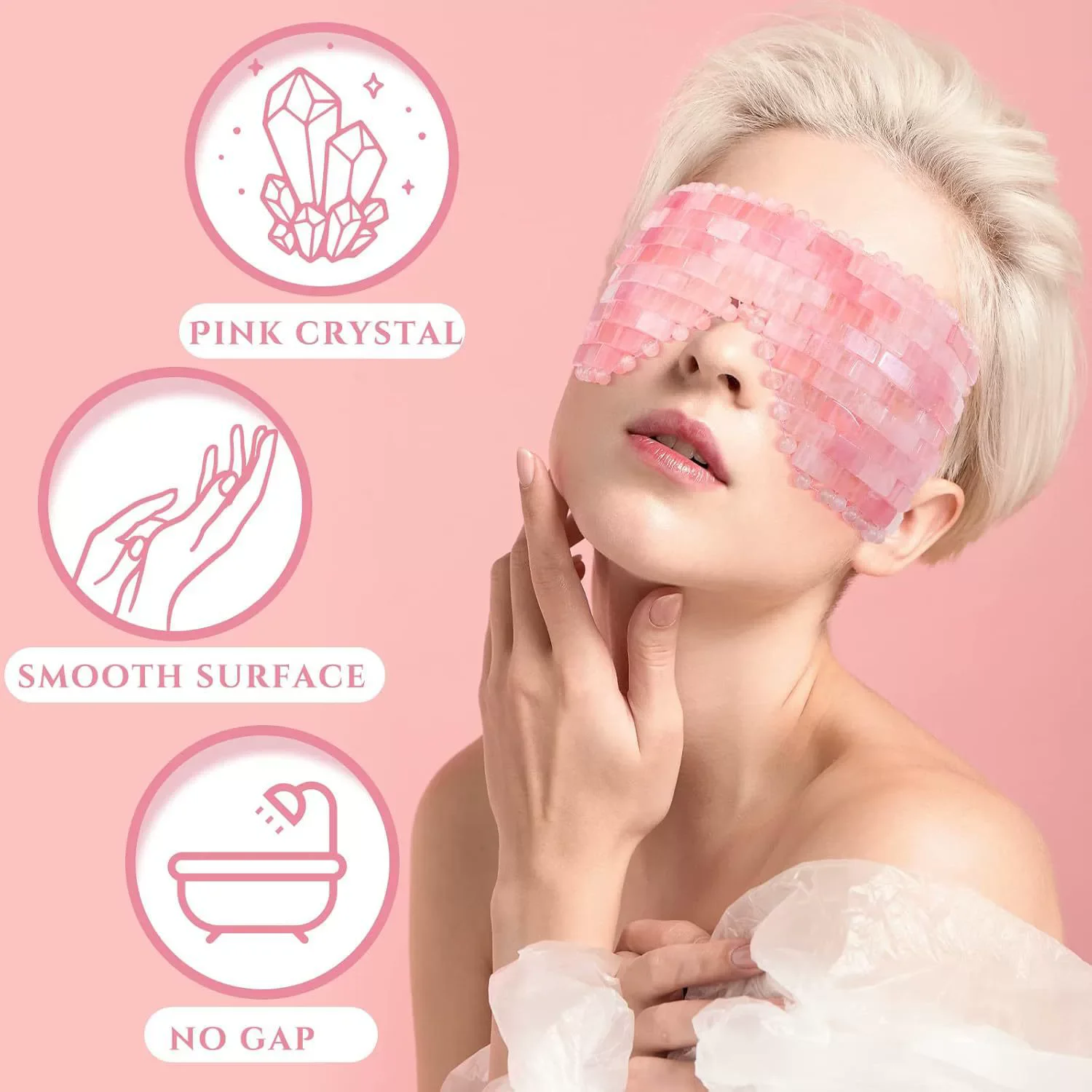 Natural Pink Quartz Eye Mask Massage Face Cold Therapy Set Gouache Jade Stone Facial Relax Beauty Massager Ice Therapy Sleeping