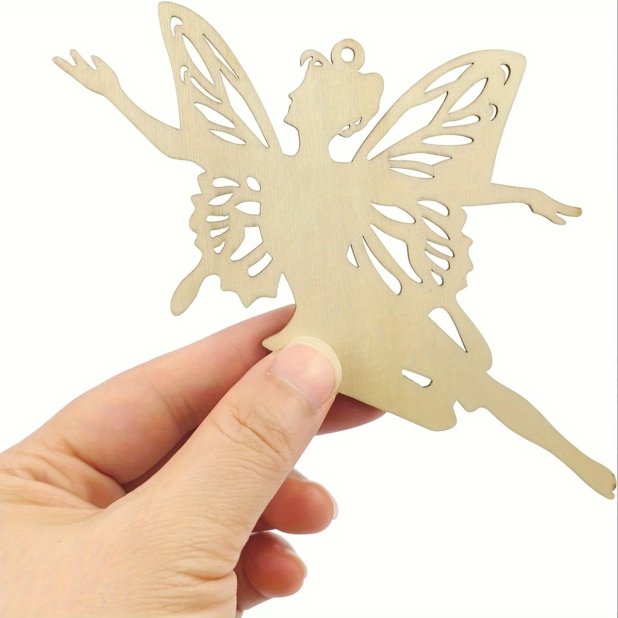 8 Pack Wood Fairy Cutouts Wooden Fairy Embellishment Hanging Ornaments DIY Craft Gift Tags for Home Party Decoration