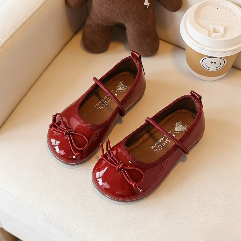 

Весенне-осенние детские туфли Мэри Джейн для девочек, балетки с нескользящей подошвой, школьные туфли, нарядные туфли с милым бантом, кожаные туфли для детских праздников
