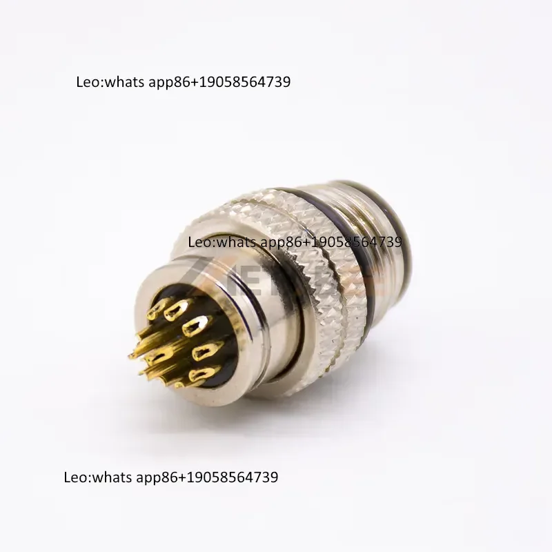 12 Pin M12 A-Coded Male Connector Straight Solder Cup Molded Plug view 2