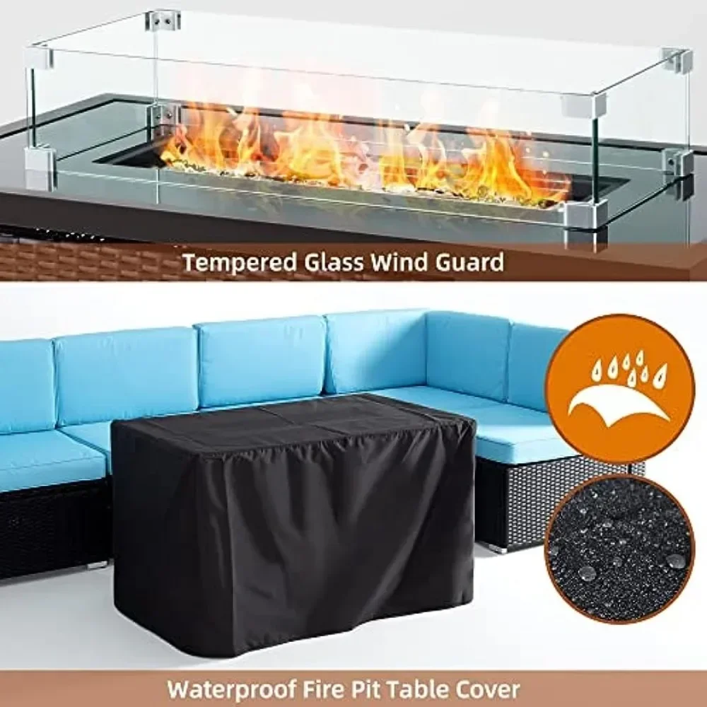 Propane Fire Pits,  BTU Auto-Ignition Outdoor Fire Pit Table with Glass Wind Guard,41 Inch Outdoor Fire Tables