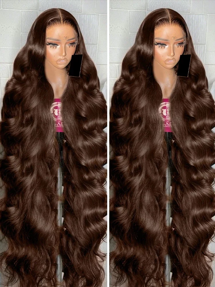 Hd 250% 30 40 Inch Chocolade Bruin Body Wave 13X6 Lace Front Human Hair Pruiken 13X4 Lace Frontale Pruik Brazilian Remy Hair Pruik