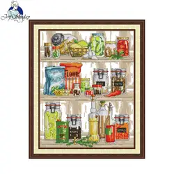 Kit punto croce Joy Sunday Gourmet Cabinet modello HD stampato tessuto contati Aida 16/14/11CT Kit ricamo fai da te artigianato nuovo