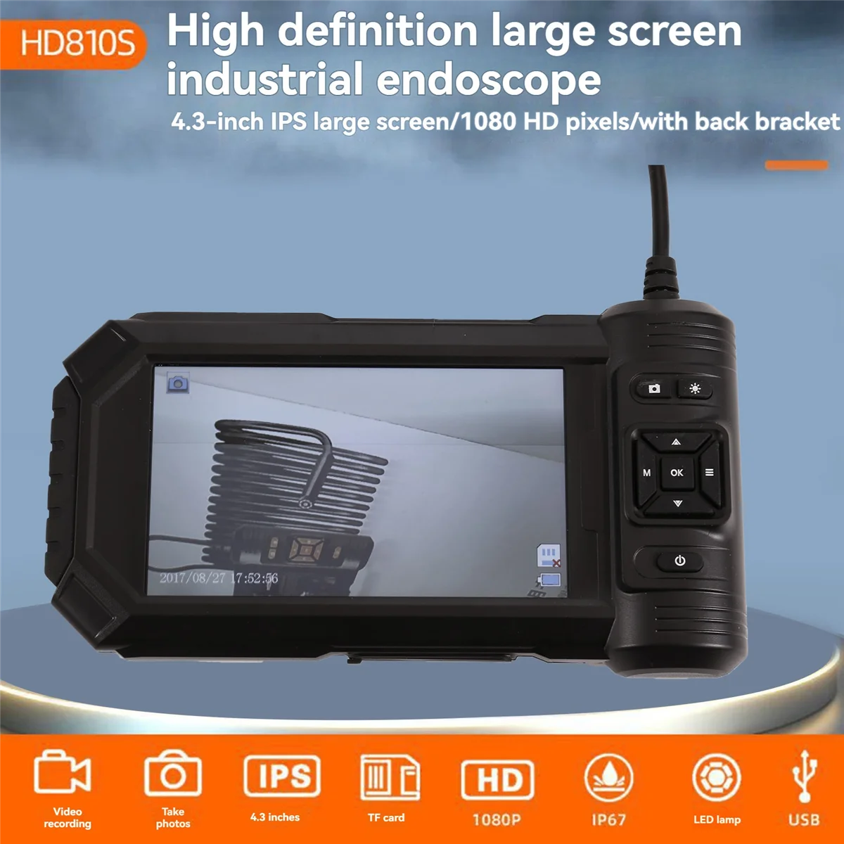 

Endoscope Inspection Camera IPS Screen Triple Lens with 32G Card-A77Q