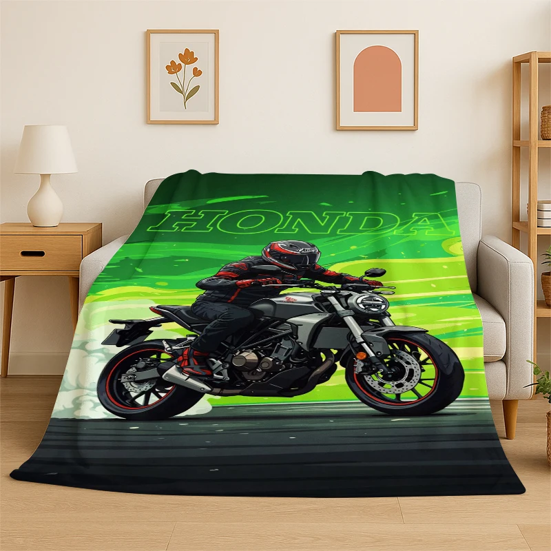 H-Honda HRC Racing Car Moto Sign Flannel Blanket Soft Warm Throw Blanket for Bedroom Living Room Bed Travel Camping Picnic Kid