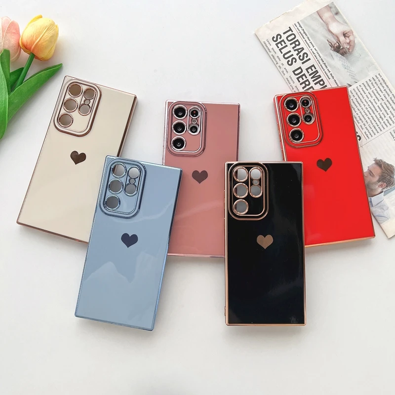 Luxury Love Heart Phone Case For Samsung Galaxy A13 A53 A12 A52 4G 5G S20 FE S22 S21 Ultra S22 Plus A52s A23 A52s Soft Cover