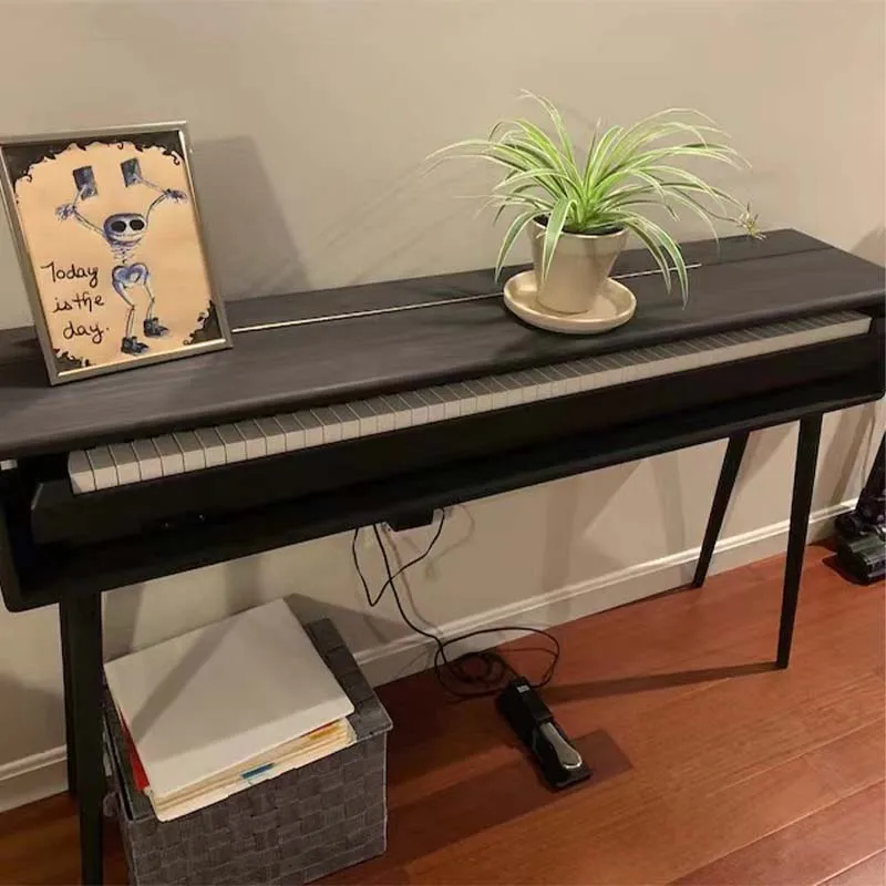 Solid Wood Piano Desk Keyboard Stand 88 Key Electronic Organ Table Storage Shelf Home Office Desk view 2
