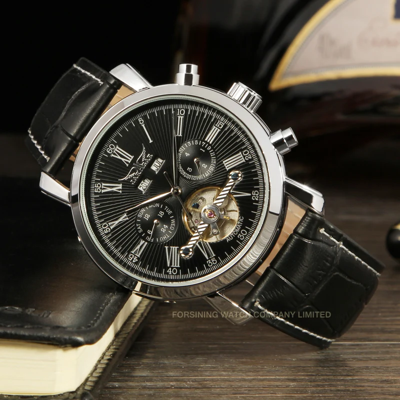 JARAGAR Luxury Brands Replica Tourbillon Business Men's Watches Perpetual Calendar Automatic Movement Mechanical Clock Leather