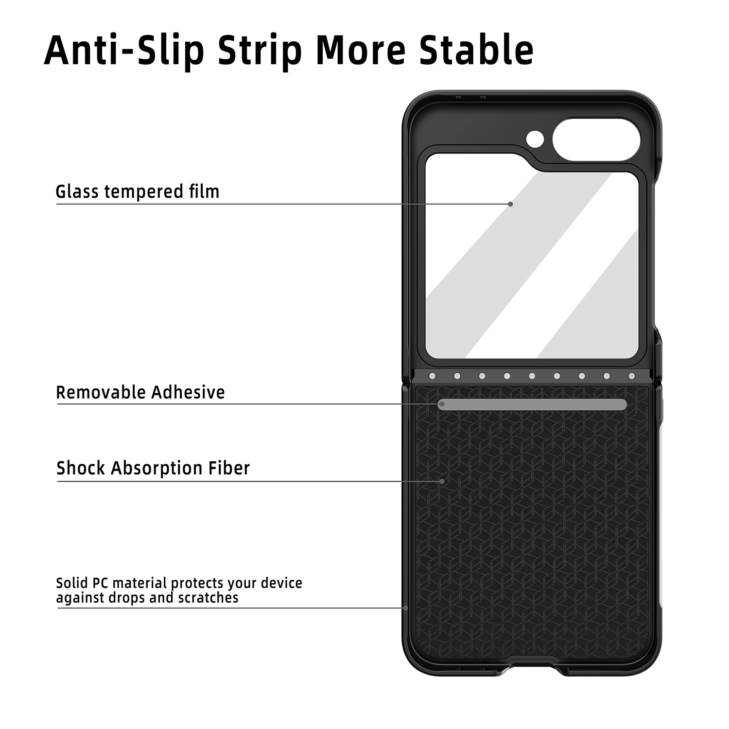 HD Glass Film With Soft TPU Hinge Full Protect Phone Cover For Samsung Galaxy Z Flip 6 5 4 3 Stria Suitcase Hard PC Slim Case